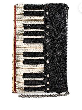 Mary Frances Keys To My Heart Piano Beaded Crossbody Phone Bag Music Purse